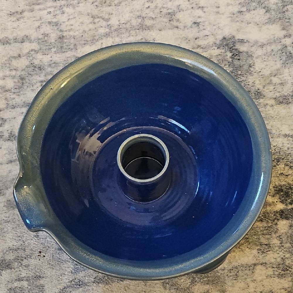 Tumbleweed Pottery Cobalt Blue Upright Chicken Cooker Roaster/Ceramic Bowl